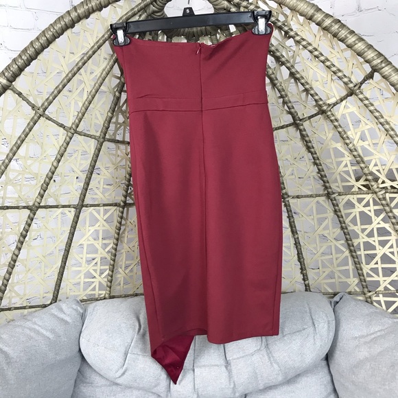Lulus Strapless Bodycon Dress - Burgundy - Picture 5 of 8